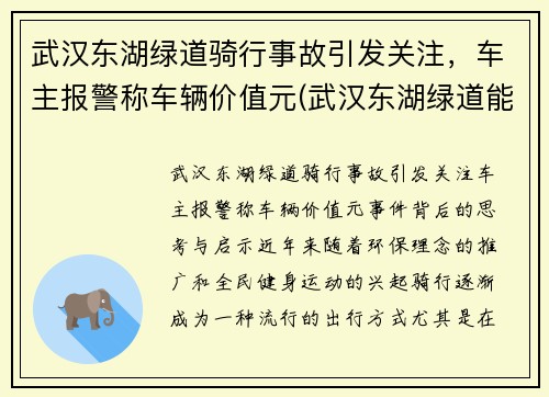 武汉东湖绿道骑行事故引发关注，车主报警称车辆价值元(武汉东湖绿道能开车吗)